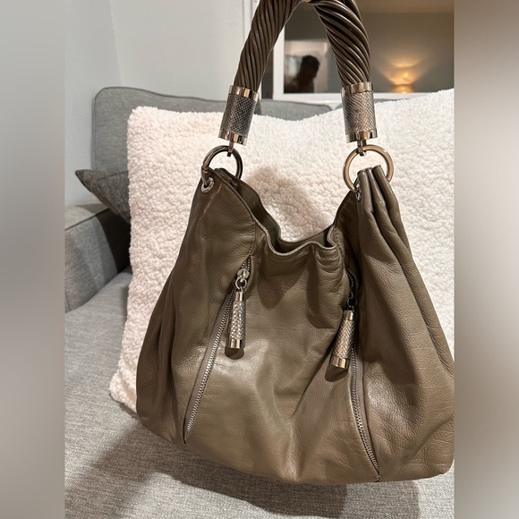 Michael Kors handbag with snake skin accents on hardware - Picture 2 of 6